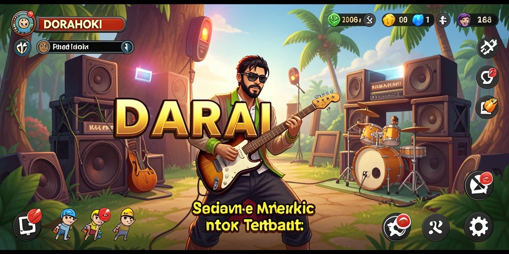 Tampilan gameplay DORAHOKI dengan berbagai pilihan lagu menarik.
