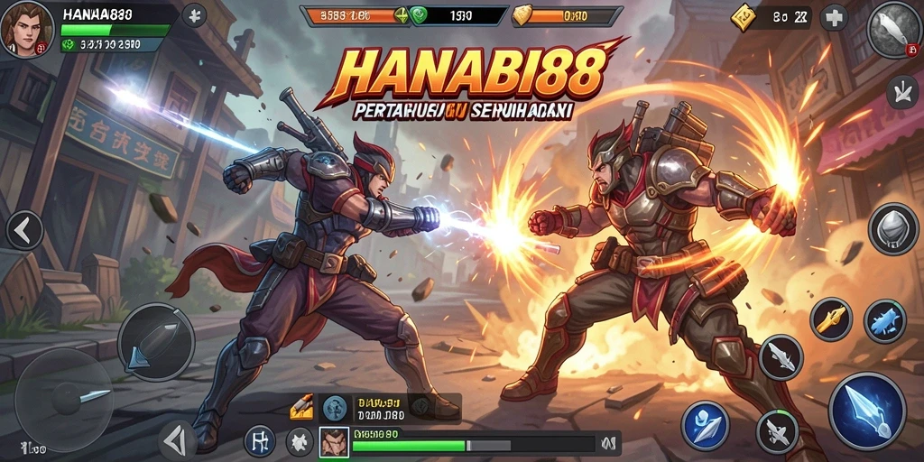 Screenshot dari gameplay mengesankan dalam pertarungan HIT dan kombo.
