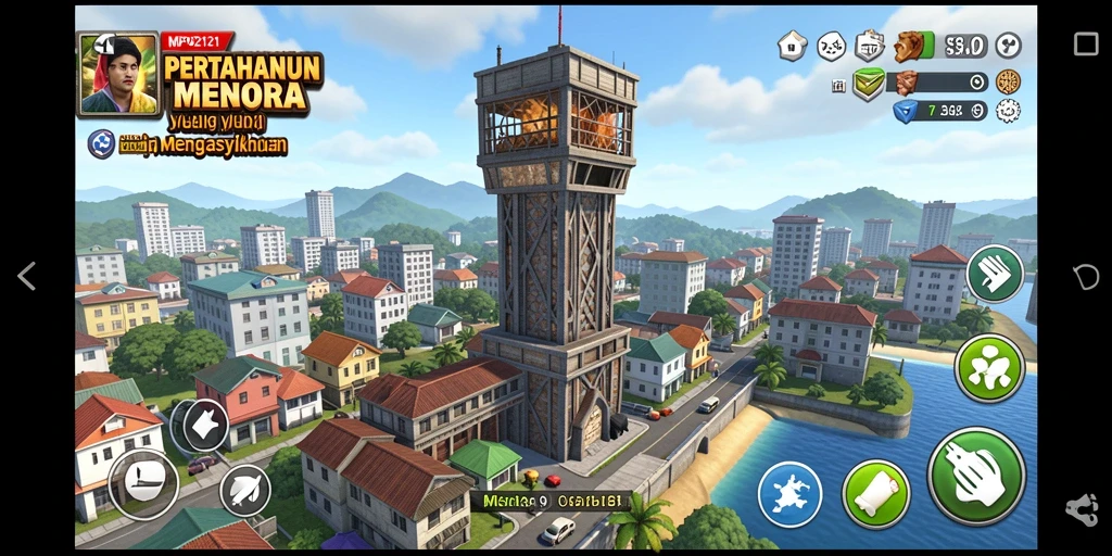 Gameplay menara pertahanan yang seru dan menantang.