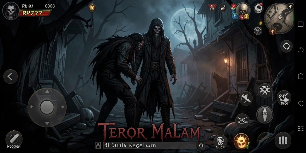 Screenshot gameplay RP777 menampilkan suasana Horror yang mencekam.