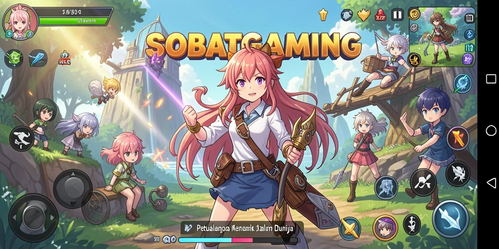 Screenshot menampilkan karakter anime dalam aksi pertempuran.