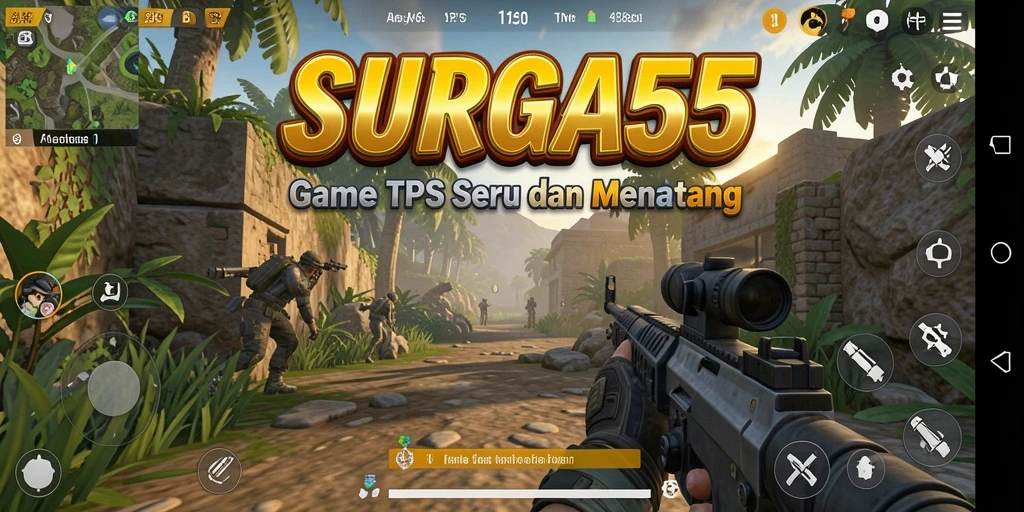 Screenshot gameplay SURGA55 dengan aksi tembak-menembak yang mendebarkan.